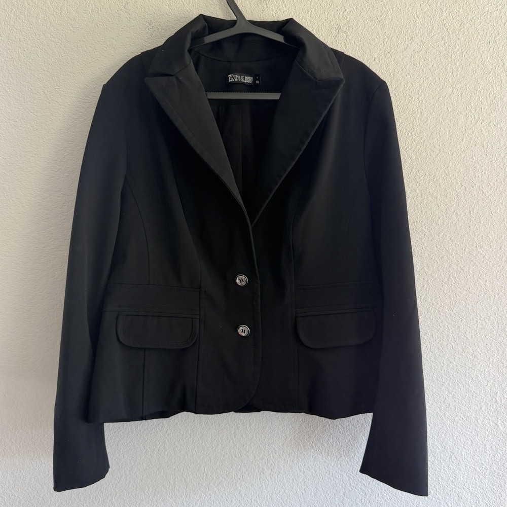 7th Avenue NY & Co Women's Black Classic Lined Button Blazer Jacket  Size 16